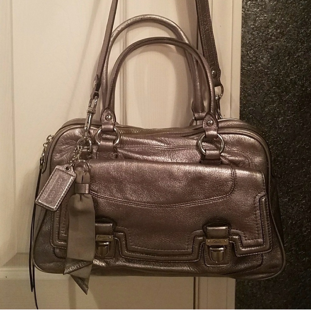 Coach Leather Authentic Silver Grey Metallic Purse
